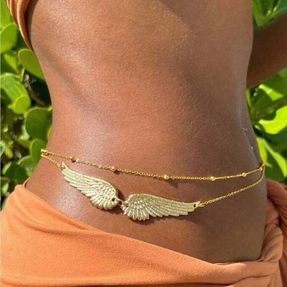 Free People Accessories - Gold  belt chain Winged N1065